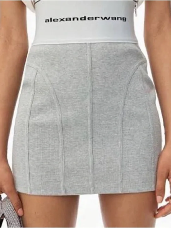 Alexander Wang Grey Logo Crop Tank & Skirt Set - Picture 5 of 5